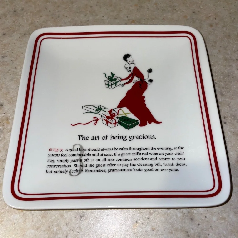 Williams Sonoma Party Etiquette Plate Set Appetizer Cheese Canapés Small Plates